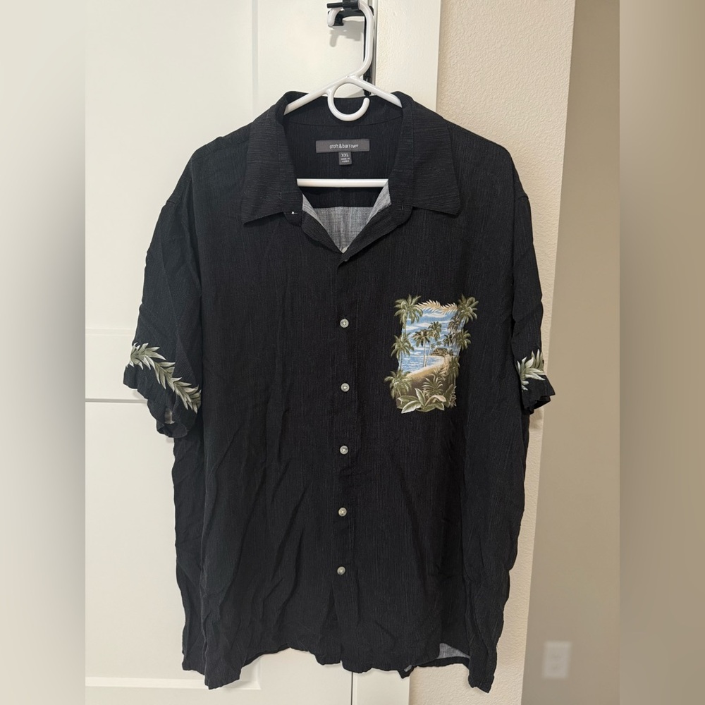 Croft & Barrow Black Tropical Print Men's Shirt Hawaiian style